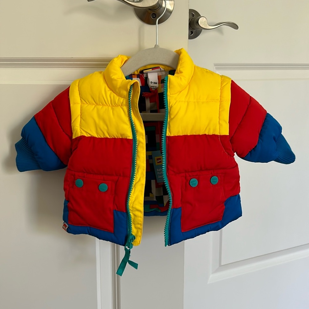 0-3 month baby puffer jacket Lego + Target
